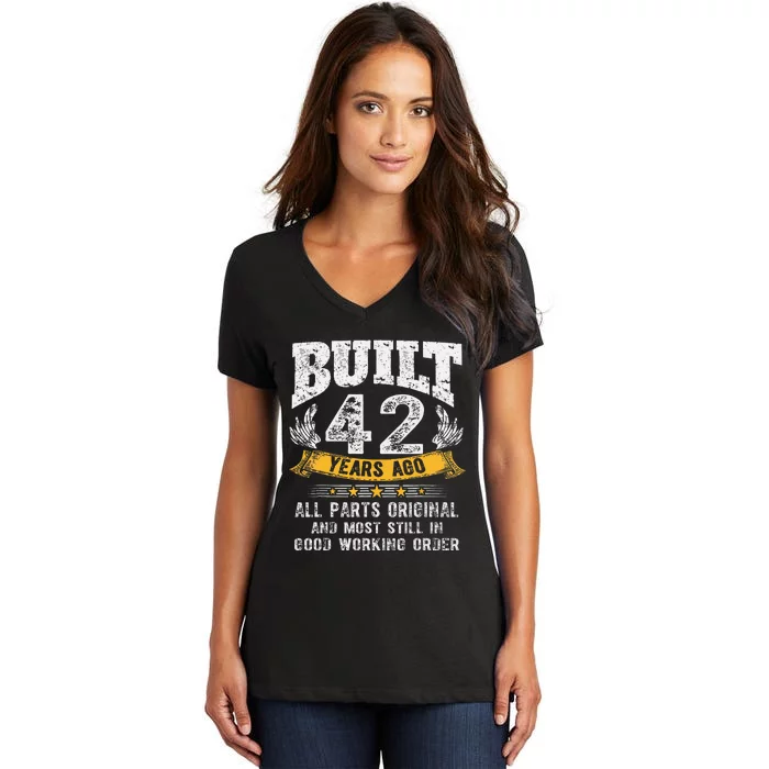 Built 42 Years Ago All Parts Original 42nd Birthday Retro Women's V-Neck T-Shirt