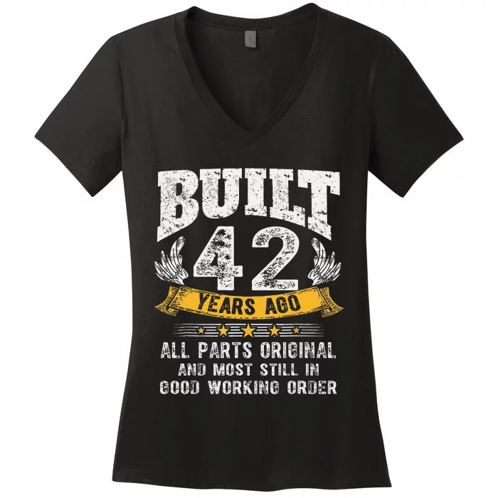 Built 42 Years Ago All Parts Original 42nd Birthday Retro Women's V-Neck T-Shirt