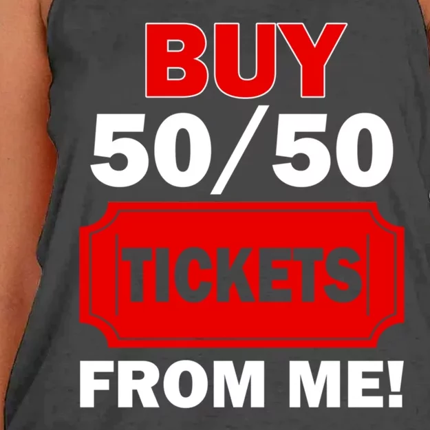 Buy 50 50 Tickets From Me Raffle Volunteer Fair Women's Knotted Racerback Tank