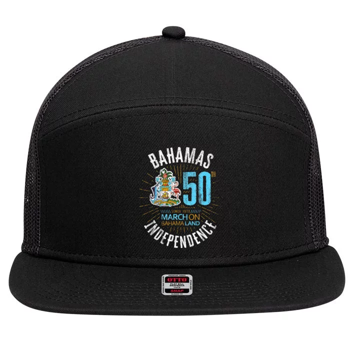 Bahamas 50th Independence Bahamian Flag Nassau Bahamas Flag 7 Panel Mesh Trucker Snapback Hat