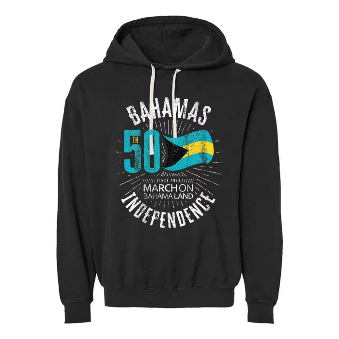 Bahamas 50th Independence Bahamian Flag Nassau Bahamas Flag Garment-Dyed Fleece Hoodie