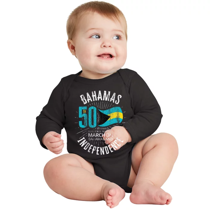 Bahamas 50th Independence Bahamian Flag Nassau Bahamas Flag Baby Long Sleeve Bodysuit