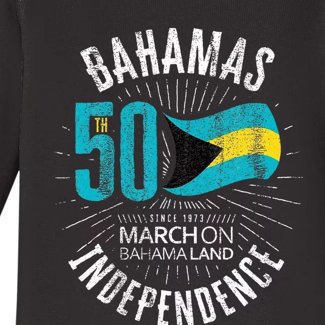 Bahamas 50th Independence Bahamian Flag Nassau Bahamas Flag Baby Long Sleeve Bodysuit