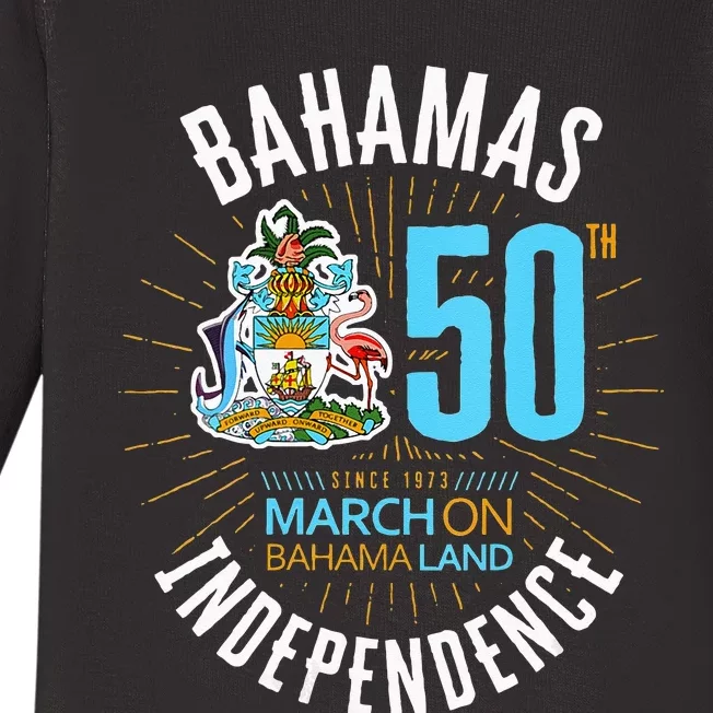 Bahamas 50th Independence Bahamian Flag Nassau Bahamas Flag Baby Long Sleeve Bodysuit