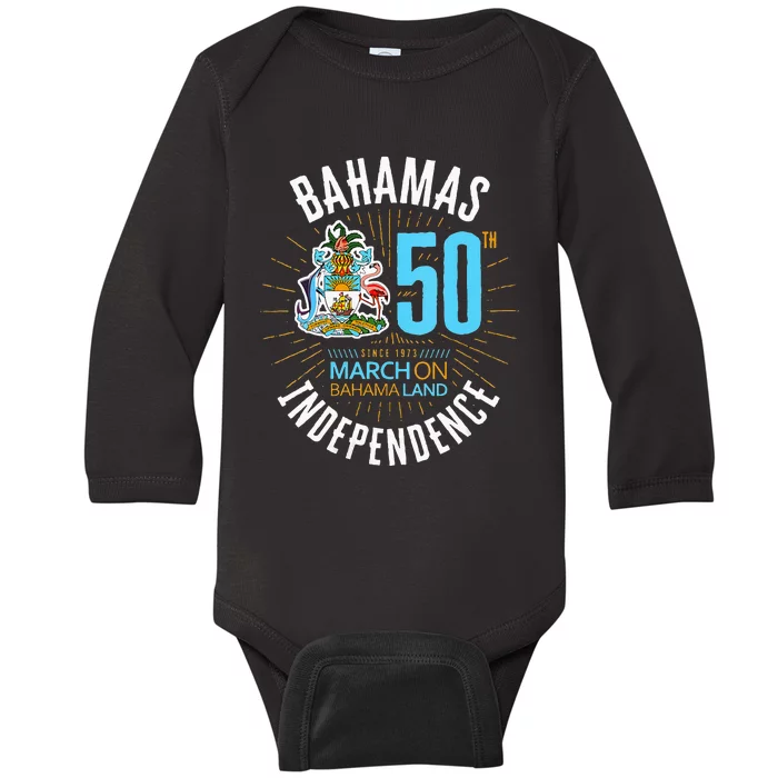 Bahamas 50th Independence Bahamian Flag Nassau Bahamas Flag Baby Long Sleeve Bodysuit