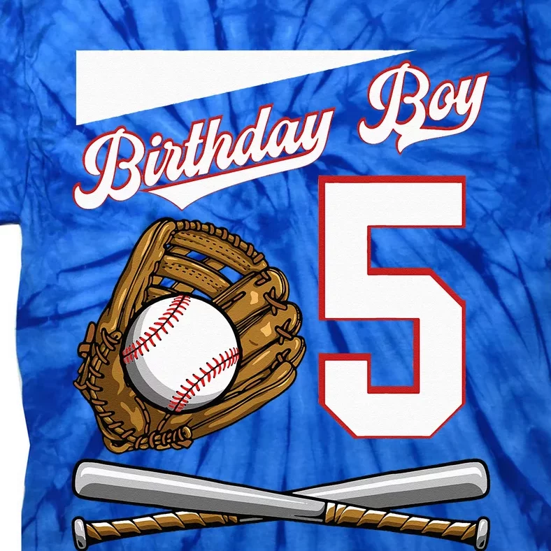 Birthday 5 Party Cake Baseball Field Bat Catcher Homerun Tie-Dye T-Shirt