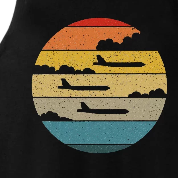 B 52 Stratofortress Silhouette Retro Sunset Airplane B52 Ladies Tri-Blend Wicking Tank