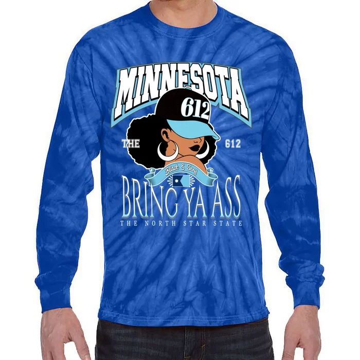 Bold 612 Afro Queen Design Minnesota Bring Ya Ass Funny Gift Tie-Dye Long Sleeve Shirt