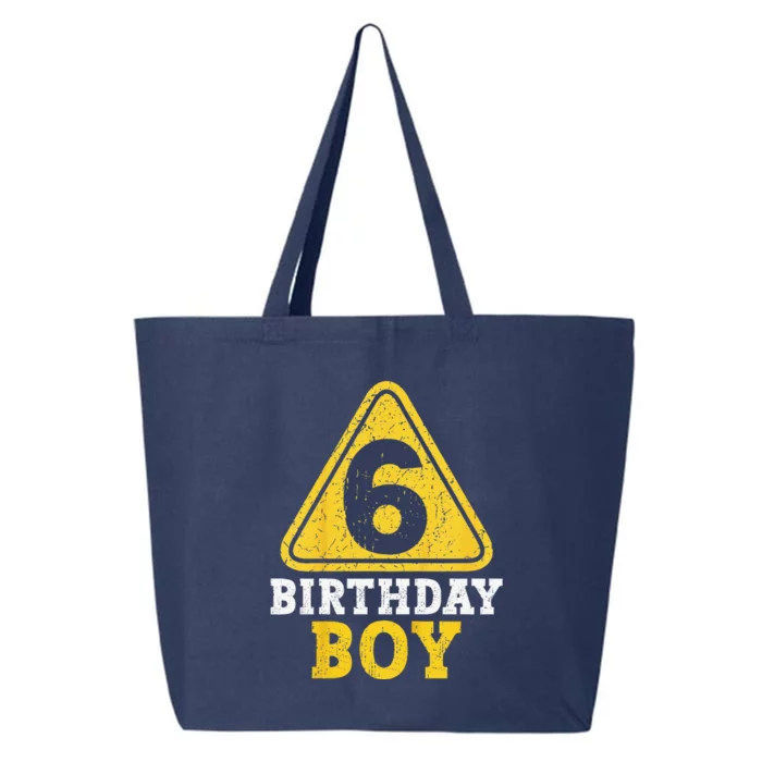 Birthday 6 Six Construction Sign 6th Birthday 25L Jumbo Tote