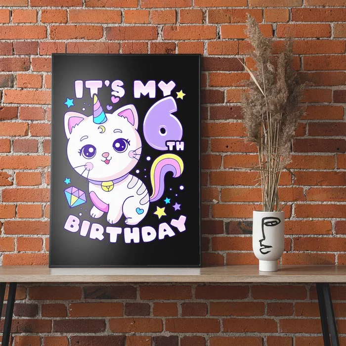 Birthday 6 years old cat unicorn 6th birthday Poster