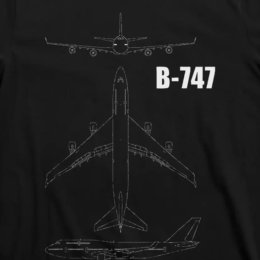 B 747 Aircraft Blueprint T-Shirt