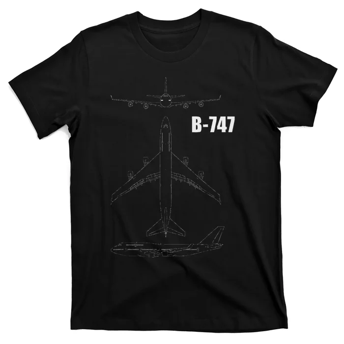 B 747 Aircraft Blueprint T-Shirt