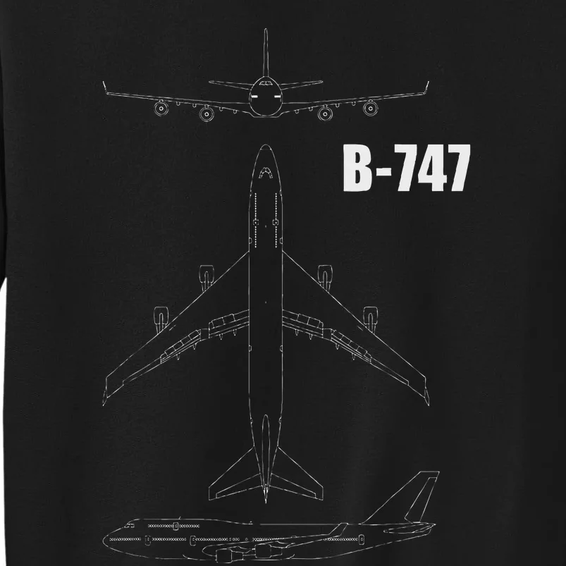 B 747 Aircraft Blueprint Tall Sweatshirt