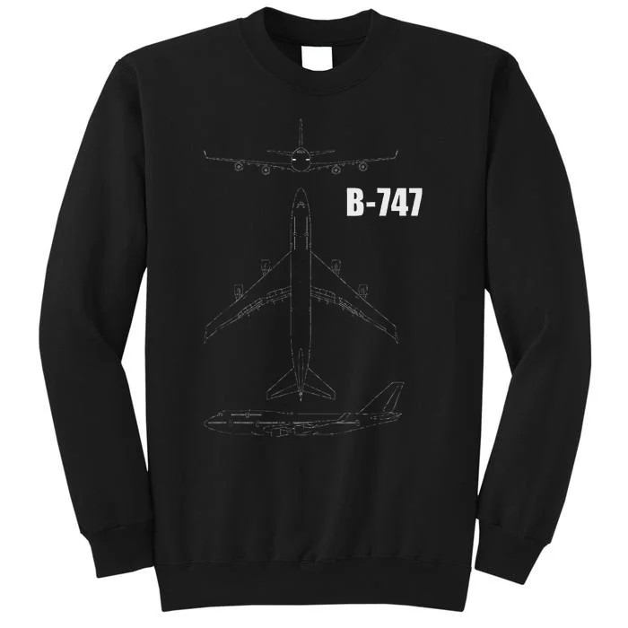 B 747 Aircraft Blueprint Tall Sweatshirt