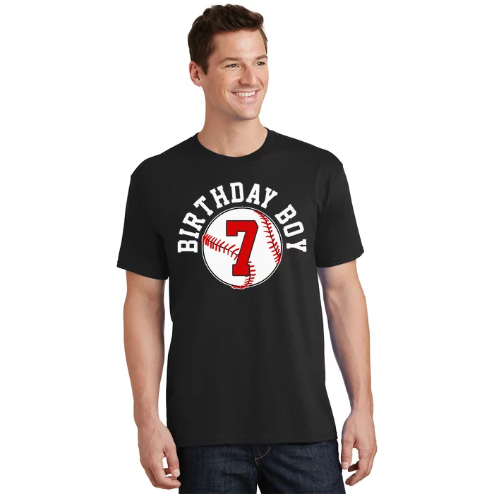 Baseball 7th Birthday Party 7 Years Old Gift T-Shirt