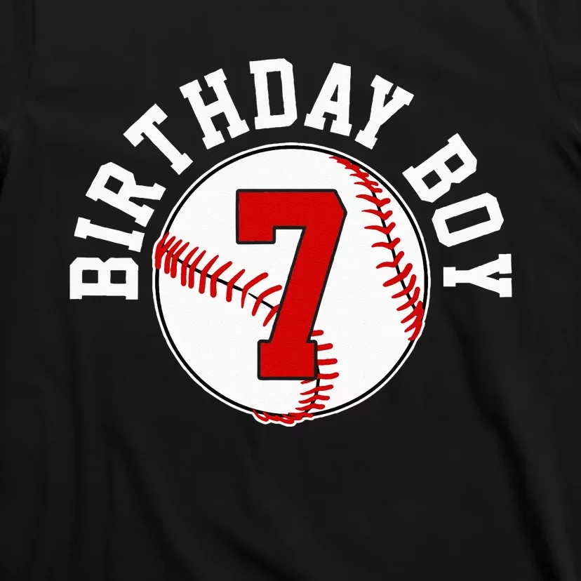 Baseball 7th Birthday Party 7 Years Old Gift T-Shirt