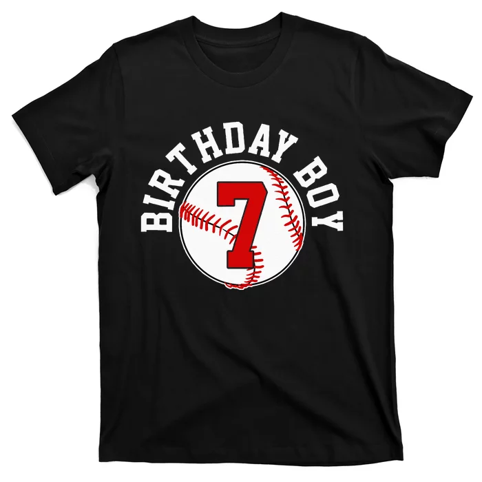 Baseball 7th Birthday Party 7 Years Old Gift T-Shirt