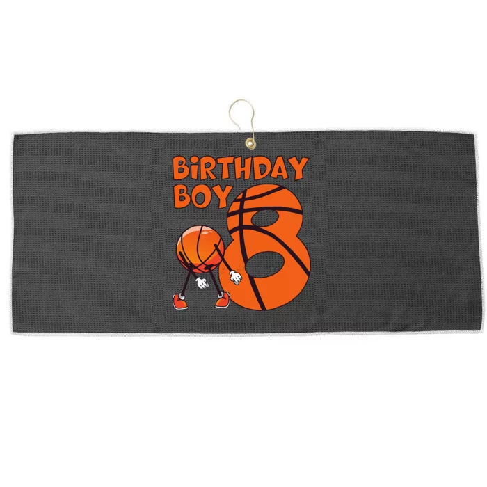 Basketball 8th Birthday Boy Basketball Player 8 Year Old Boy Large Microfiber Waffle Golf Towel