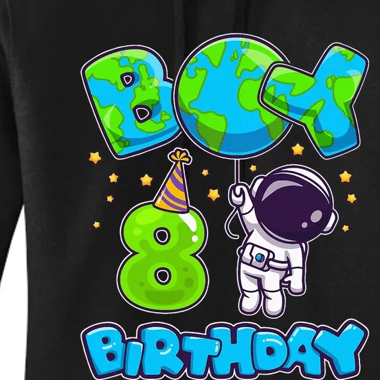 Boy 8th Birthday Birthday Astronaut Boy 8 Years Old Women's Pullover Hoodie