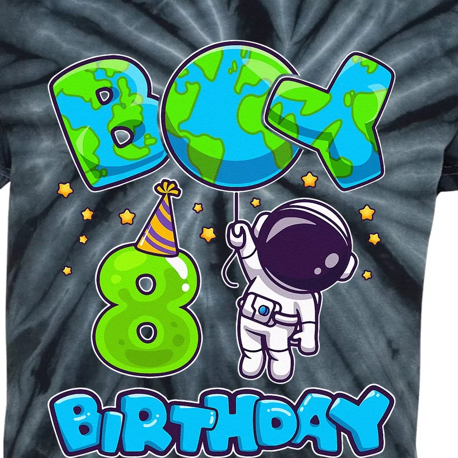 Boy 8th Birthday Birthday Astronaut Boy 8 Years Old Kids Tie-Dye T-Shirt