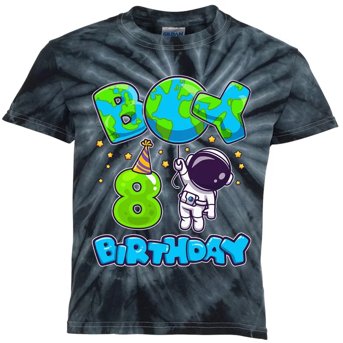 Boy 8th Birthday Birthday Astronaut Boy 8 Years Old Kids Tie-Dye T-Shirt