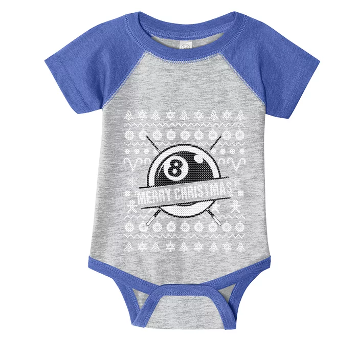 Billiards 8 Ball Ugly Christmas Gift Infant Baby Jersey Bodysuit