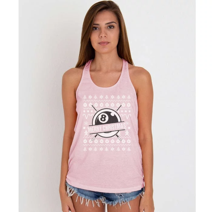 Billiards 8 Ball Ugly Christmas Gift Women's Knotted Racerback Tank