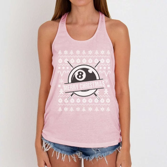 Billiards 8 Ball Ugly Christmas Gift Women's Knotted Racerback Tank