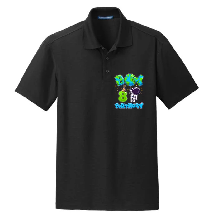 Boy 8th Birthday Birthday Astronaut Boy 8 Years Old Dry Zone Grid Performance Polo