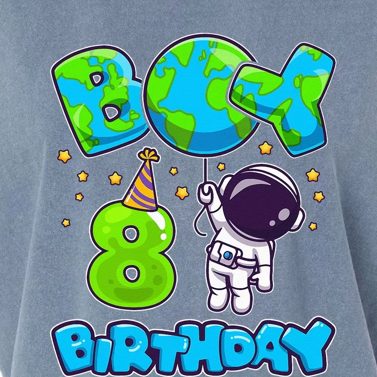 Boy 8th Birthday Birthday Astronaut Boy 8 Years Old Garment-Dyed Women's Muscle Tee