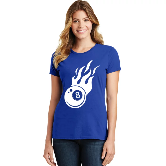 Billiard 8ball Pool Billiard Flame Billiard Ball Flame Funny Gift Women's T-Shirt