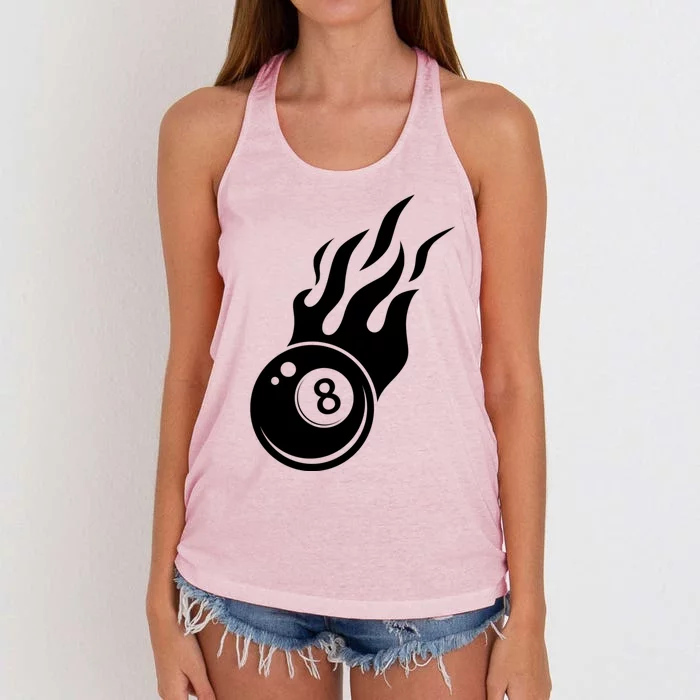 Billiard 8ball Pool Billiard Flame Billiard Ball Flame Funny Gift Women's Knotted Racerback Tank