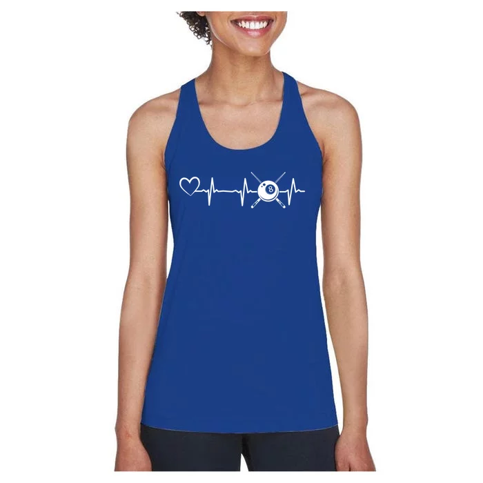 Billiards 8ball Pool Billiard Heartbeat Heart Billiard Gift Women's Racerback Tank