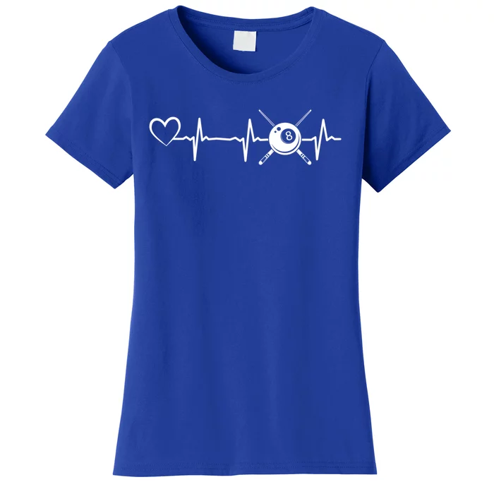 Billiards 8ball Pool Billiard Heartbeat Heart Billiard Gift Women's T-Shirt