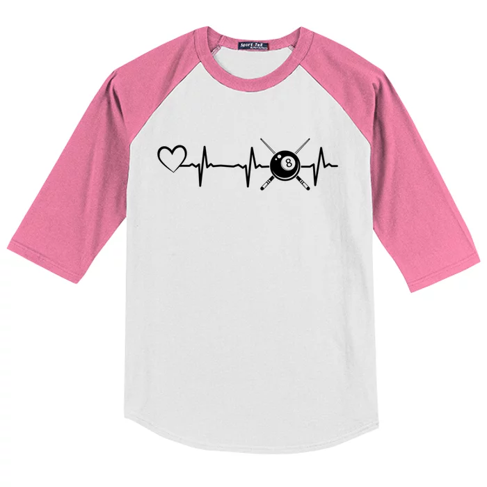 Billiards 8ball Pool Billiard Heartbeat Heart Billiard Gift Kids Colorblock Raglan Jersey