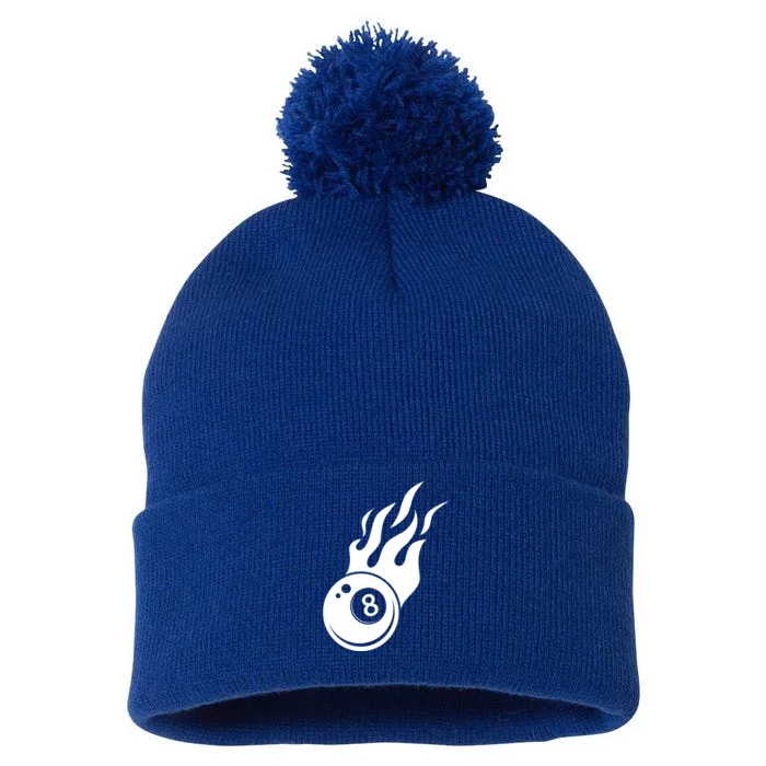 Billiard 8ball Pool Billiard Flame Billiard Ball Flame Cool Gift Pom Pom 12in Knit Beanie