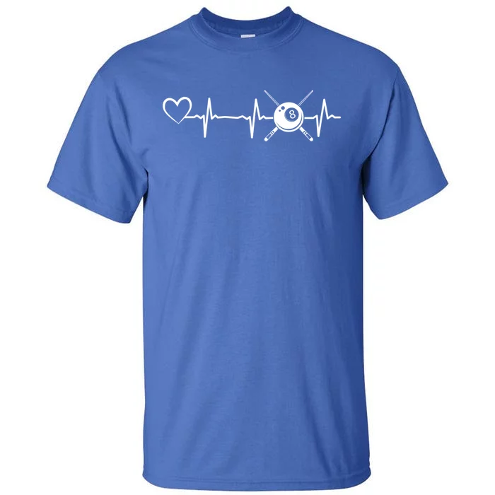 Billiards 8ball Pool Billiard Heartbeat Heart Billiard Gift Tall T-Shirt