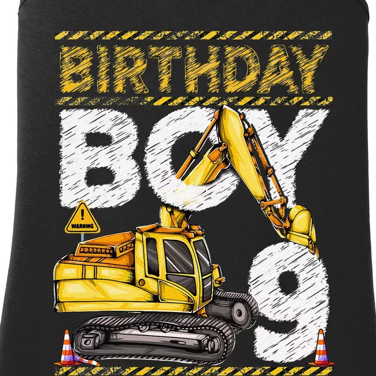 Birthday 9 Construction 9th Birthday Excavator Birthday Ladies Essential Tank