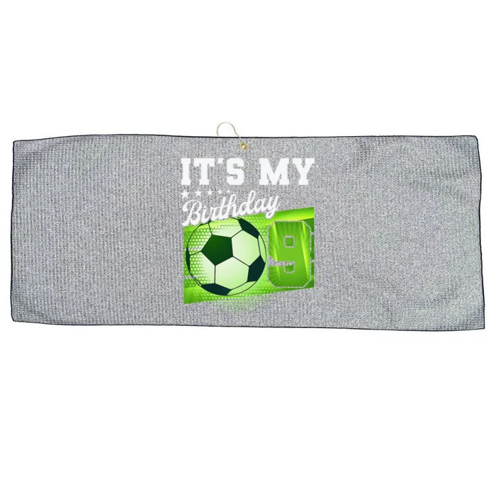 Birthday 9 Soccer Its My 9th Birthday Soccer Large Microfiber Waffle Golf Towel