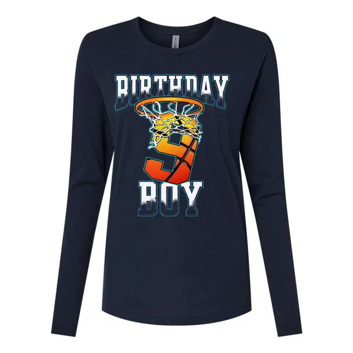 Boy 9 Years Old Birthday Gifts Basketball Person Womens Cotton Relaxed Long Sleeve T-Shirt