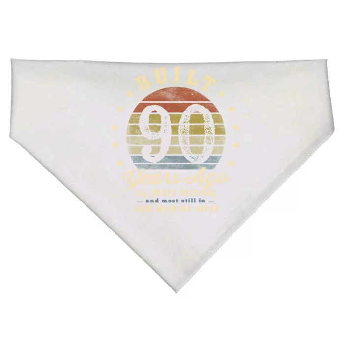 Built 90 Years Ago Funny Gift All Parts Original Funny Gift 90th Birthday Gift USA-Made Doggie Bandana