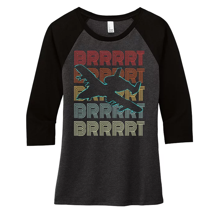 Brrrrt A 10 Warthog Vintage Retro Style Women's Tri-Blend 3/4-Sleeve Raglan Shirt