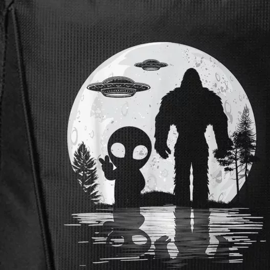 Bigfoot And Alien UFO Moon Sasquatch Bigfoot Lovers City Backpack