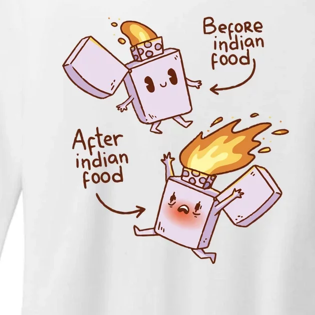 Before And After Indian Food Funny Womens CVC Long Sleeve Shirt