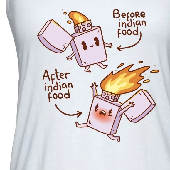 Before And After Indian Food Funny Ladies Essential Flowy Tank