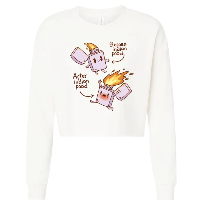 Before And After Indian Food Funny Cropped Pullover Crew