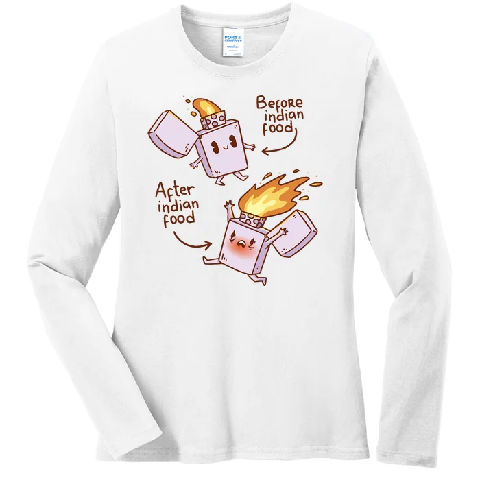 Before And After Indian Food Funny Ladies Long Sleeve Shirt