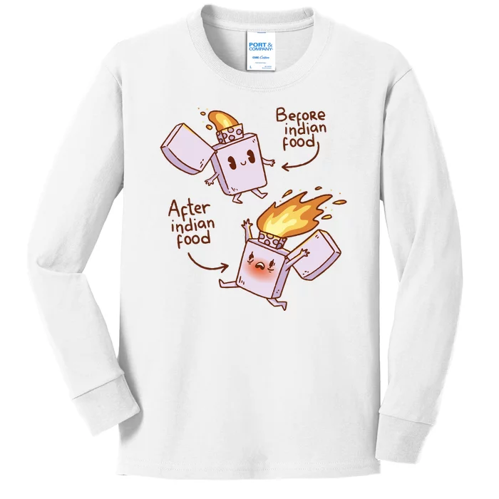 Before And After Indian Food Funny Kids Long Sleeve Shirt