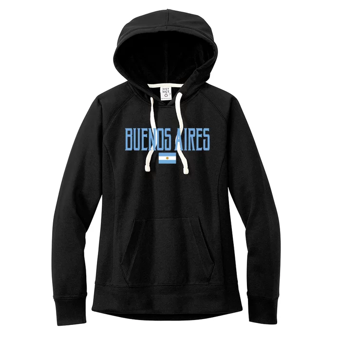 Buenos Aires Argentina Flag Vintage Light Blue Text Gift Women's Fleece Hoodie