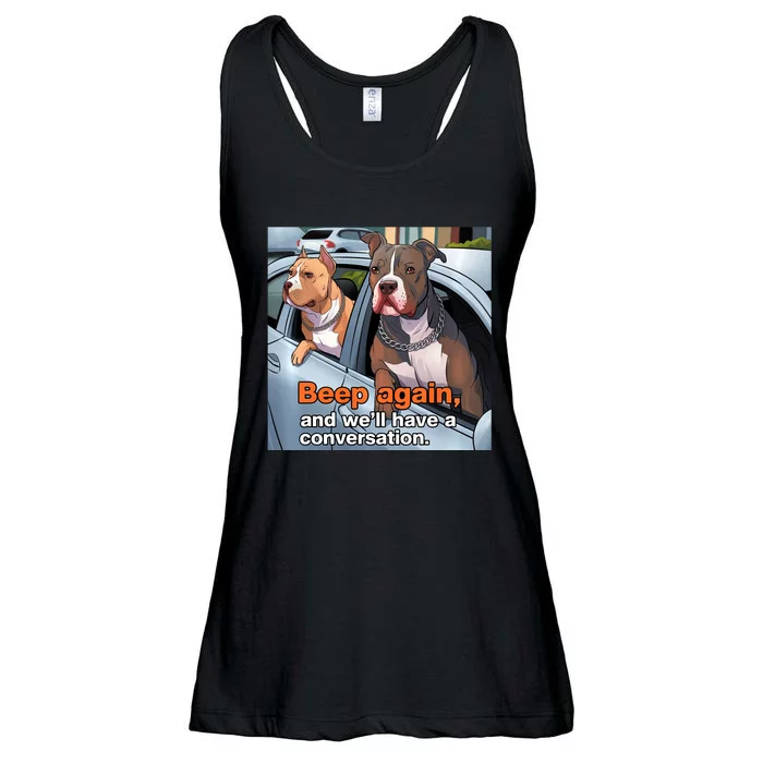 Beep Again And WeLl Have A Conversation Funny Pit Bull Ladies Essential Flowy Tank